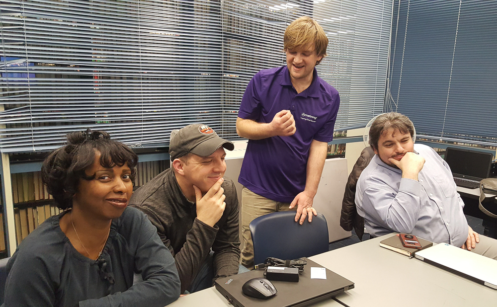 excited student with colleagues